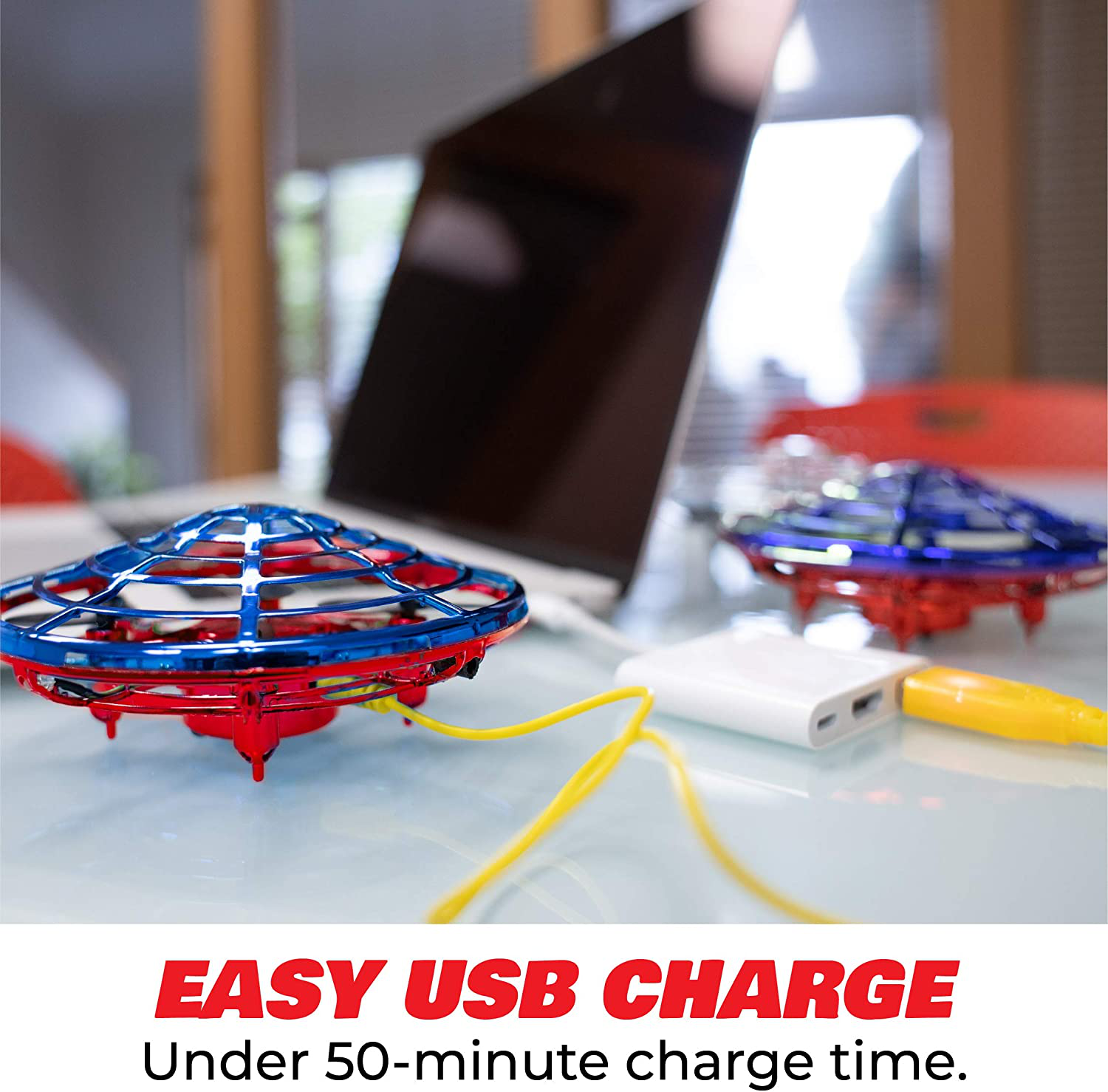 Force1 Scoot Combo Hand Operated Drone for Kids or Adults - Hands Free Motion Sensor Mini Drone, Easy Indoor Rechargeable UFO Flying Ball Drone Toy for Boys and Girls (Red/Blue)