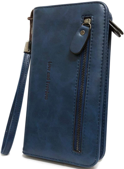 Wallet-NEWANIMA Women Multi-card Two Fold Long Zipper Clutch Purse (Style8-Black)