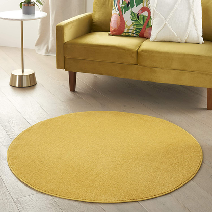 Nourison Essentials Solid Contemporary Yellow 4' Round Area Rug , 4' X Round