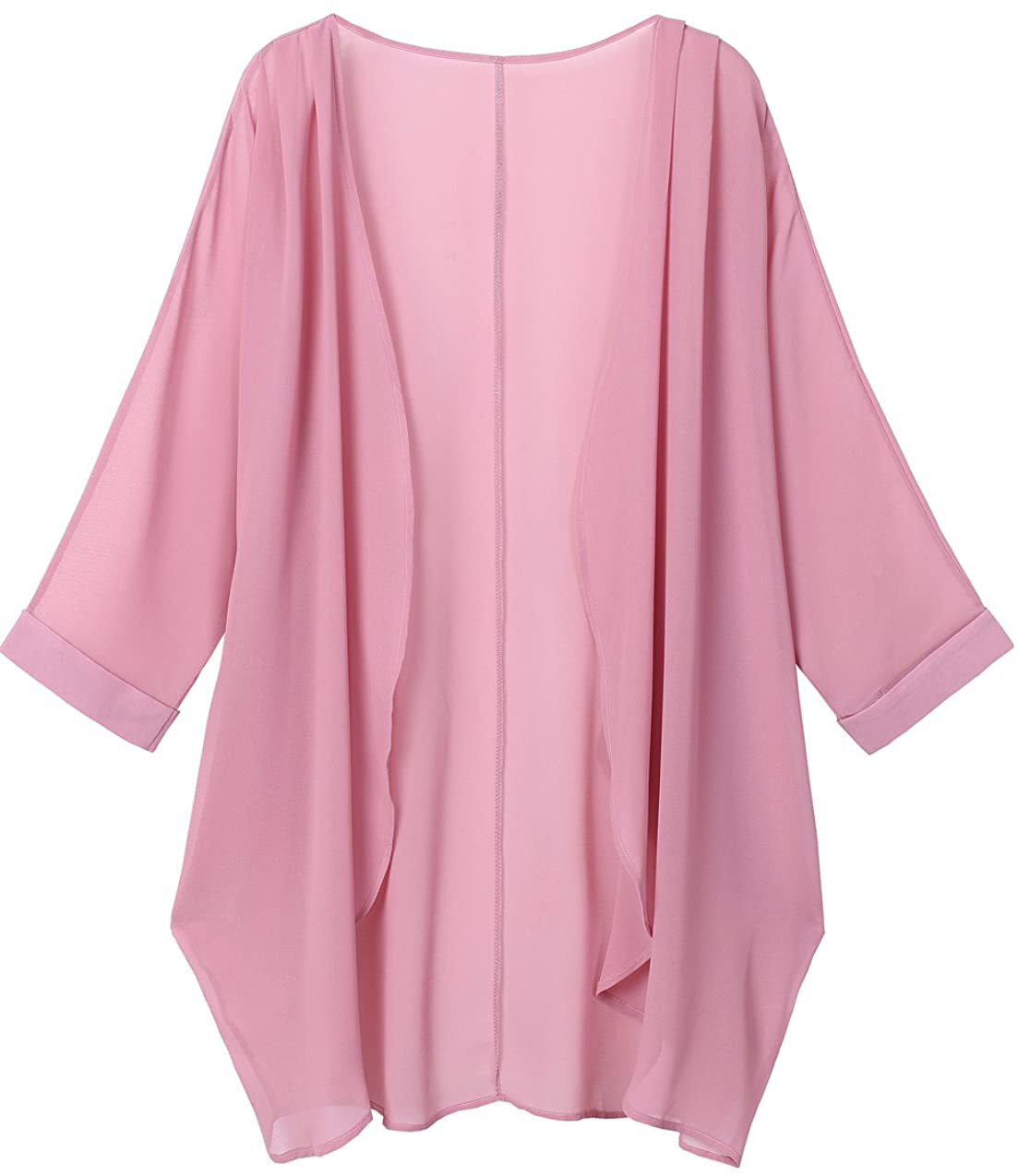 olrain Women's Floral Print Sheer Chiffon Loose Kimono Cardigan Capes