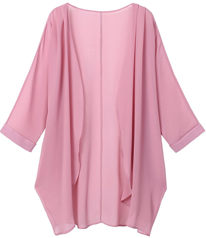 olrain Women's Floral Print Sheer Chiffon Loose Kimono Cardigan Capes