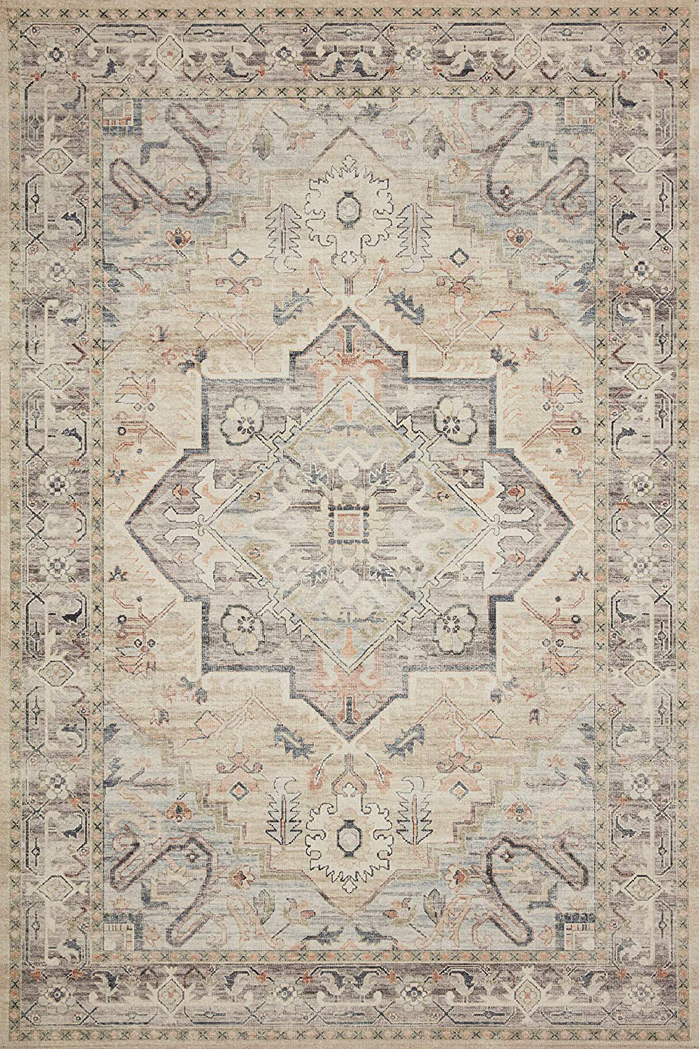 Loloi II Hathaway Collection HTH-04 Beige / Multi, Traditional Runner Rug, 2'-6" x 7'-6"