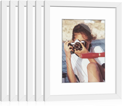 HappyHapi 8x10 Inch Picture Frames, Set of 6 Wooden Picture Frames, Tabletop or Wall Display Decoration for Photos, Paintings, Landscapes, Posters, Artwork (Black)