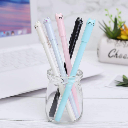 Sencoo 12 pack Black Cute Cat Pens 0.5mm Japanese Kawaii Gel Pens Ball Point Pens for School Office Supplies