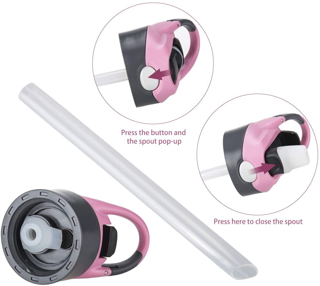 mountop Kids Water Bottle with Straw Lid and Handle, Easy Use for Girls and Boys for School, BPA-Free 14oz 400ml