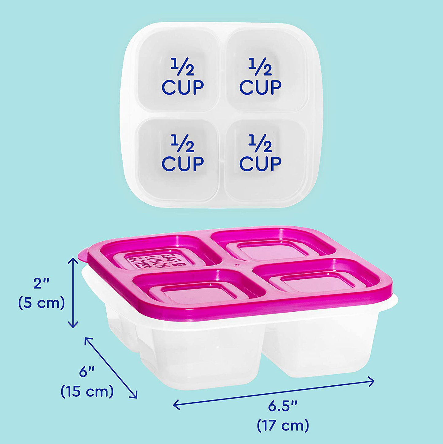 EasyLunchboxes - Bento Snack Boxes - Reusable 4-Compartment Food Containers for School, Work and Travel, Set of 4, Classic