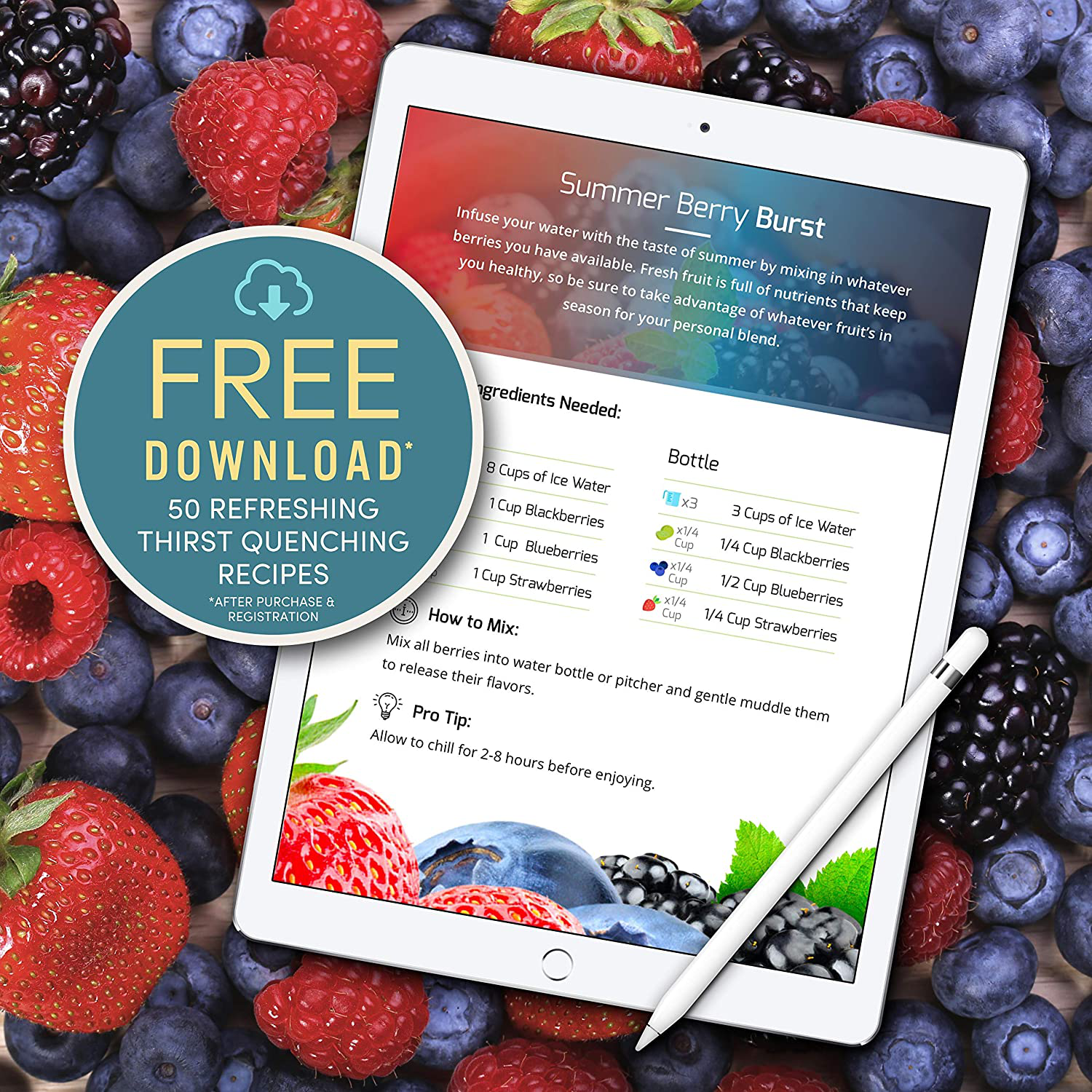 Infusion Pro Fruit Infuser Water Bottle with Straw Lid 24 oz : Flip-Up Water Bottle Straw : Insulated Sleeve & Fruit Infusion Water eBook : Bottom Loading Water Infuser for More Flavor - Kauai Sunset