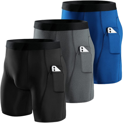 3 Pack Men's Compression Fitness Shorts