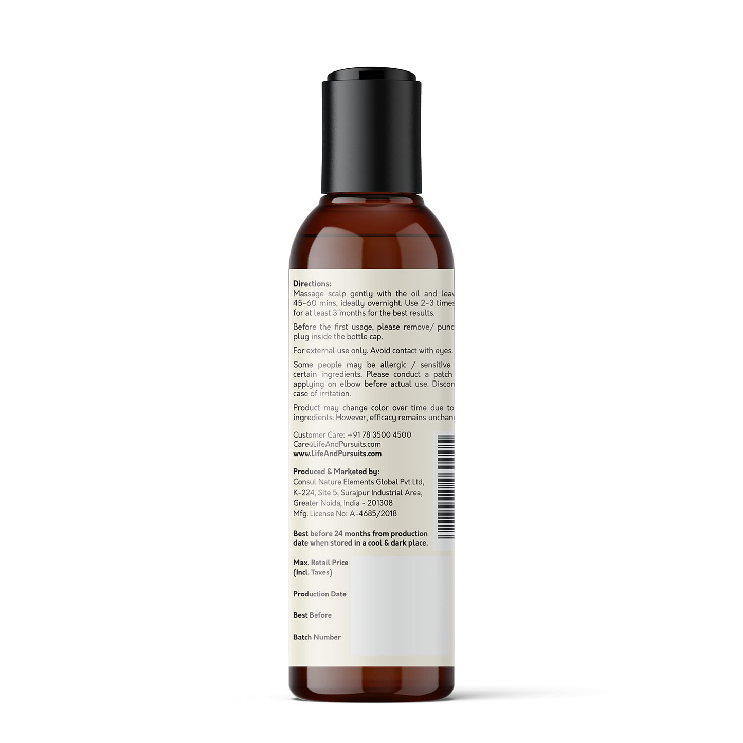 Life & Pursuits Organic Hair Growth Oil (6.76 fl oz) - Ayurvedic Scalp Therapy Oil for Healthy Hair, Goodness of Bhringraj, Amla, Coconut, Sesame, Almond, Onion, & Castor Oil