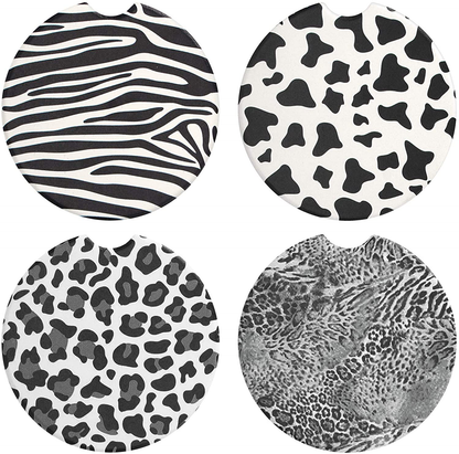 Vaincre 4 Pack 2.56 inch Car Coasters for Drinks Absorbent, Mandala Ceramic Car Cup Holder Coaster for Your Car with Fingertip Grip, Removable Cute Auto Accessories, Keep Car Clean for Women & Girls