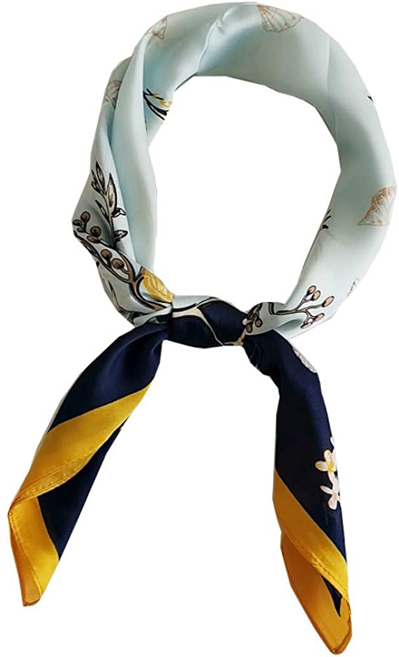 FONYVE Silk Feeling Scarf Medium Square Satin Head Scarf for Women 27.5 × 27.5 inches