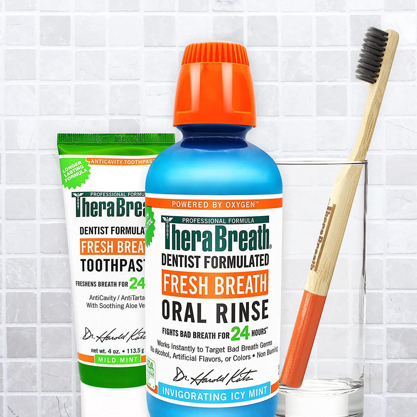 TheraBreath Fresh Breath Dentist Formulated 24-Hour Oral Rinse, Icy Mint, 16 Ounce (Pack of 2)
