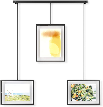 Umbra Exhibit Picture Frame Gallery Set Adjustable Collage Display for 5 Photos, Prints, Artwork & More (Holds Two 4 x 6 inch and Three 5 x 7 inch Images), 5 Opening, Black Legacy