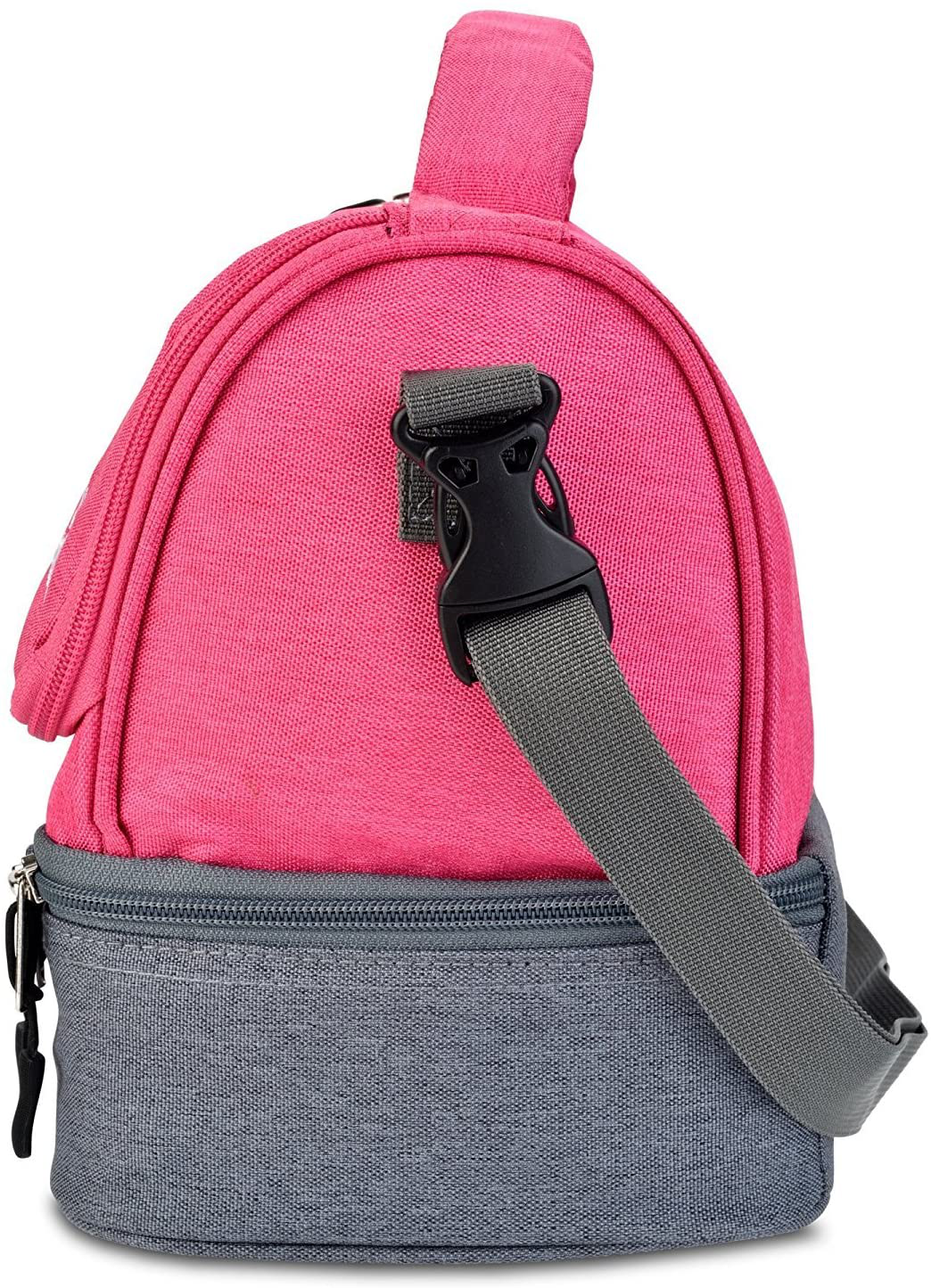 LunchBots Duplex Insulated Lunch Bag - Dual Section Design Fits LunchBots Uno, Duo, Trio, Quad, Rounds, Bento Cinco Perfectly - Roomy Thermal Lunch Bag for Kids and Adults - Pink
