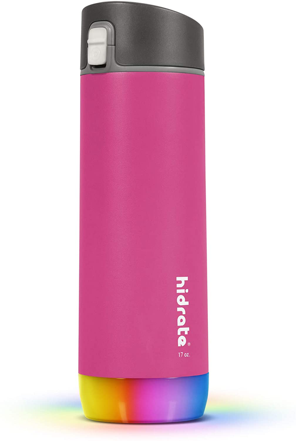 HidrateSpark STEEL Smart Water Bottle, Tracks Water Intake & Glows to Remind You to Stay Hydrated - Chug Lid