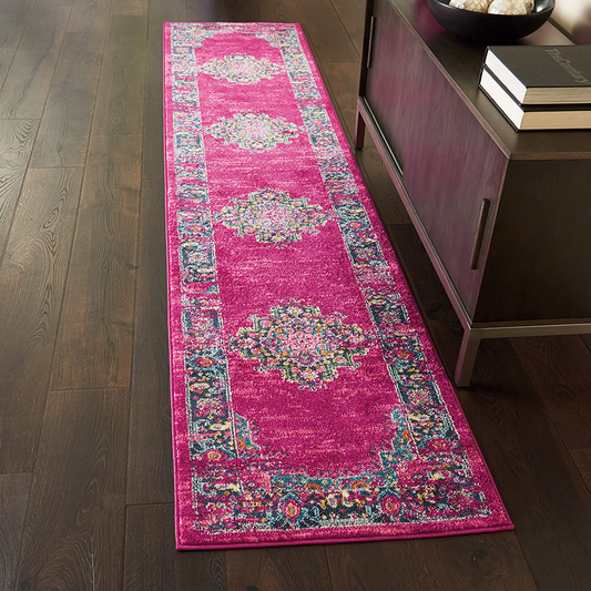 Nourison Passion Pink Boho Area Rug 2'2" x 10', Fuchsia, 10 Feet