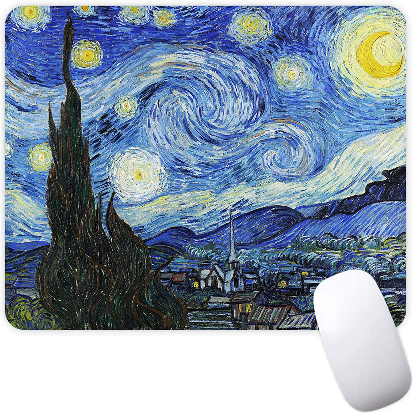 Mouse Pad,Red Moon Cloud Samurai Pattern Seamless Waterproof Gaming Anime Gift Mouse Pad Desk Accessories Non-Slip Rubber Mousepad for Laptop and Computer
