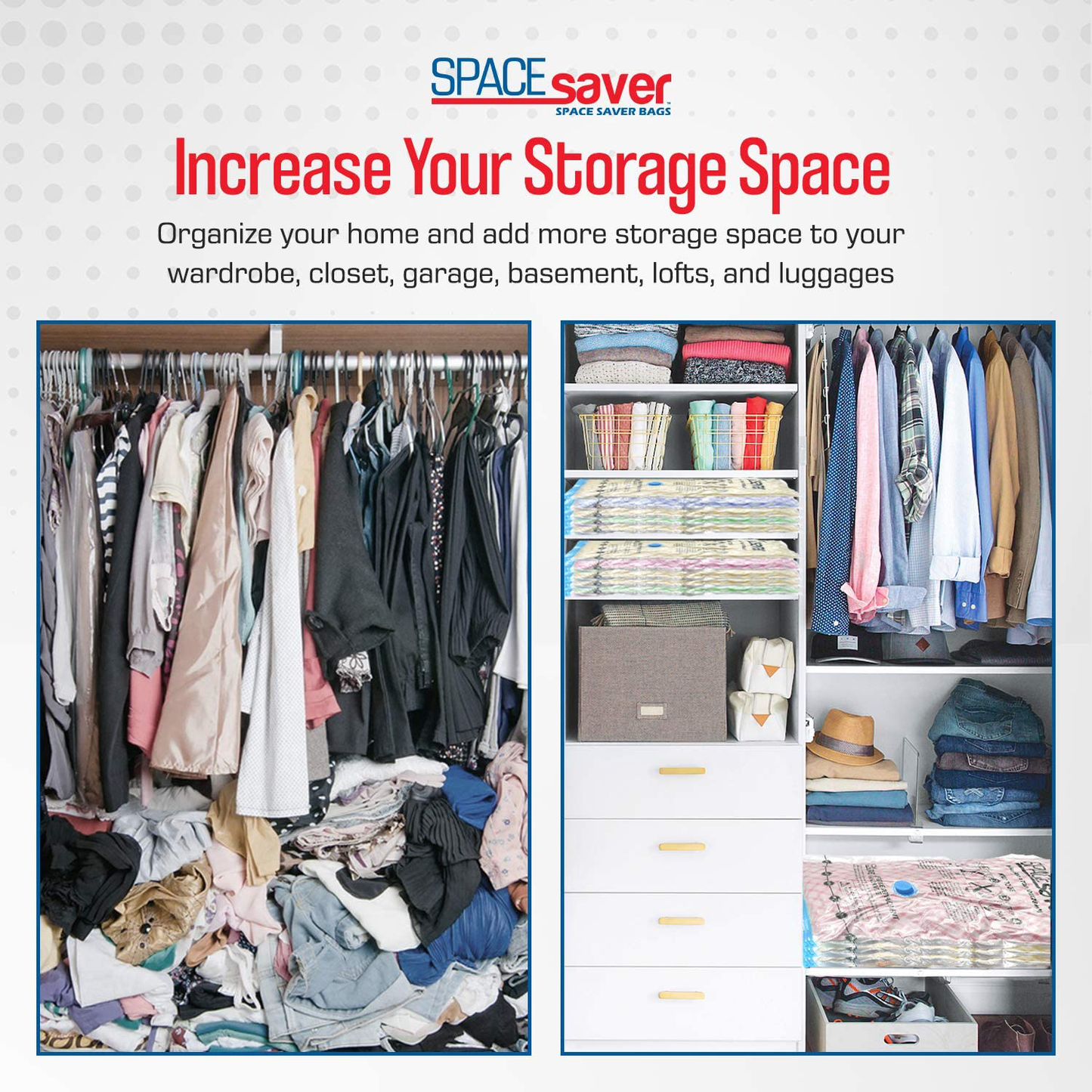 Spacesaver Premium Vacuum Storage Bags. 80% More Storage! Hand-Pump for Travel! Double-Zip Seal and Triple Seal Turbo-Valve for Max Space Saving! (Jumbo 6 Pack)