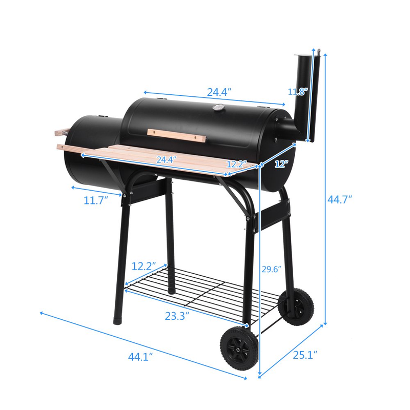 Outdoor BBQ Charcoal Grill Barbecue Pit with Offset Smoker