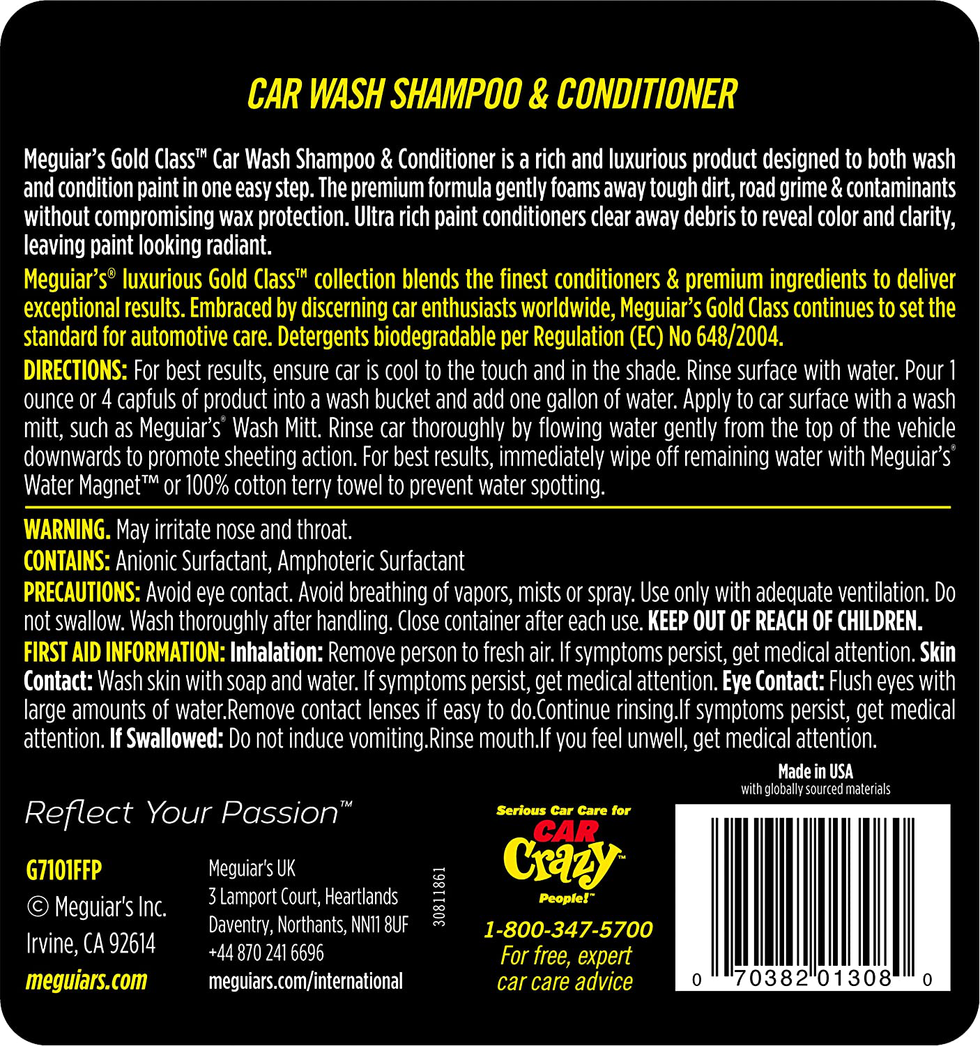 Meguiar's G7101FFP Gold Class Car Wash - 1 gallon