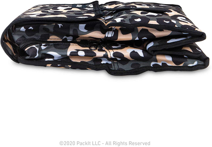 PackIt Freezable Lunch Bag with Zip Closure, Gray Stripe