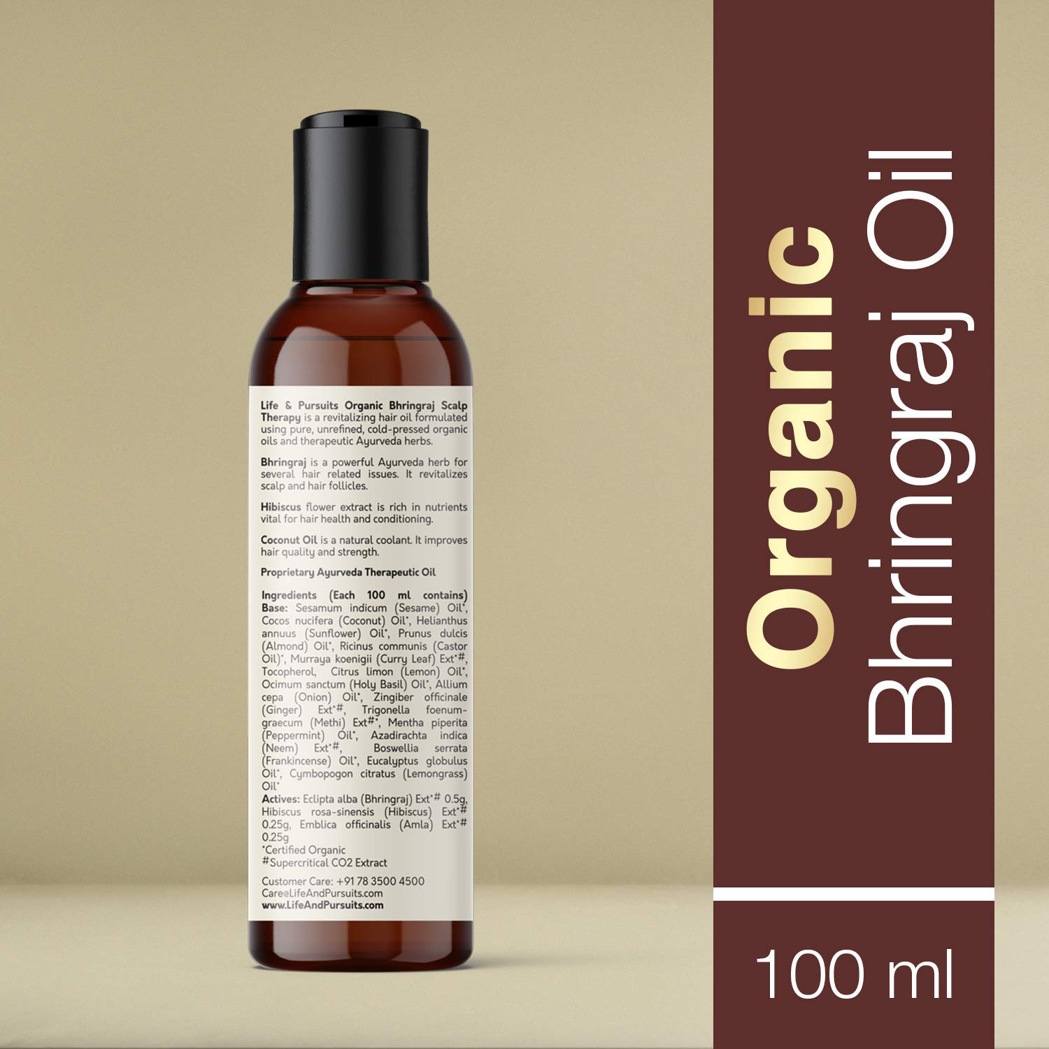 Life & Pursuits Organic Hair Growth Oil (6.76 fl oz) - Ayurvedic Scalp Therapy Oil for Healthy Hair, Goodness of Bhringraj, Amla, Coconut, Sesame, Almond, Onion, & Castor Oil