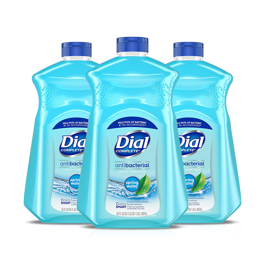 Dial Antibacterial Liquid Hand Soap Refill, Spring Water, 52 Fluid Oz (Pack of 3)