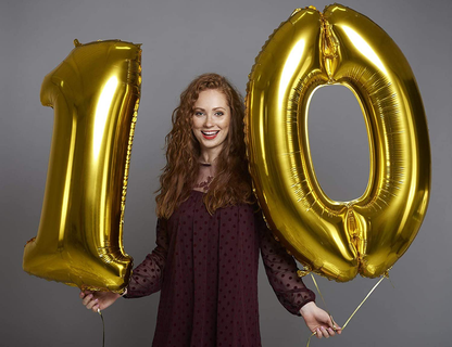 40 Inch Gold Large Number Balloons - Foil Mylar  Decorations