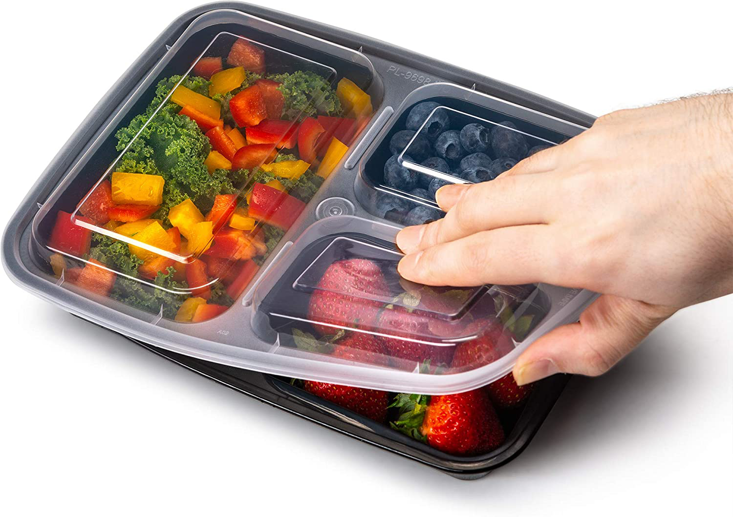 EZ Prepa [20 Pack] 32oz 3 Compartment Meal Prep Containers with Lids - Bento Box