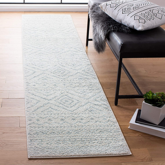 Safavieh Tulum Collection TUL267B Moroccan Boho Distressed Non-Shedding Stain Resistant Living Room Bedroom Runner, 2' x 7' , Ivory / Light Grey
