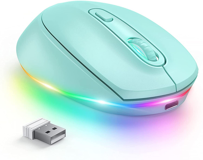 seenda Wireless Mouse, Ultra Silent Rechargeable Light Up LED Mouse with USB Receiver, Comfortable Cordless Mice and 3 Adjustable DPI for Laptop Computer Chromebook, Black
