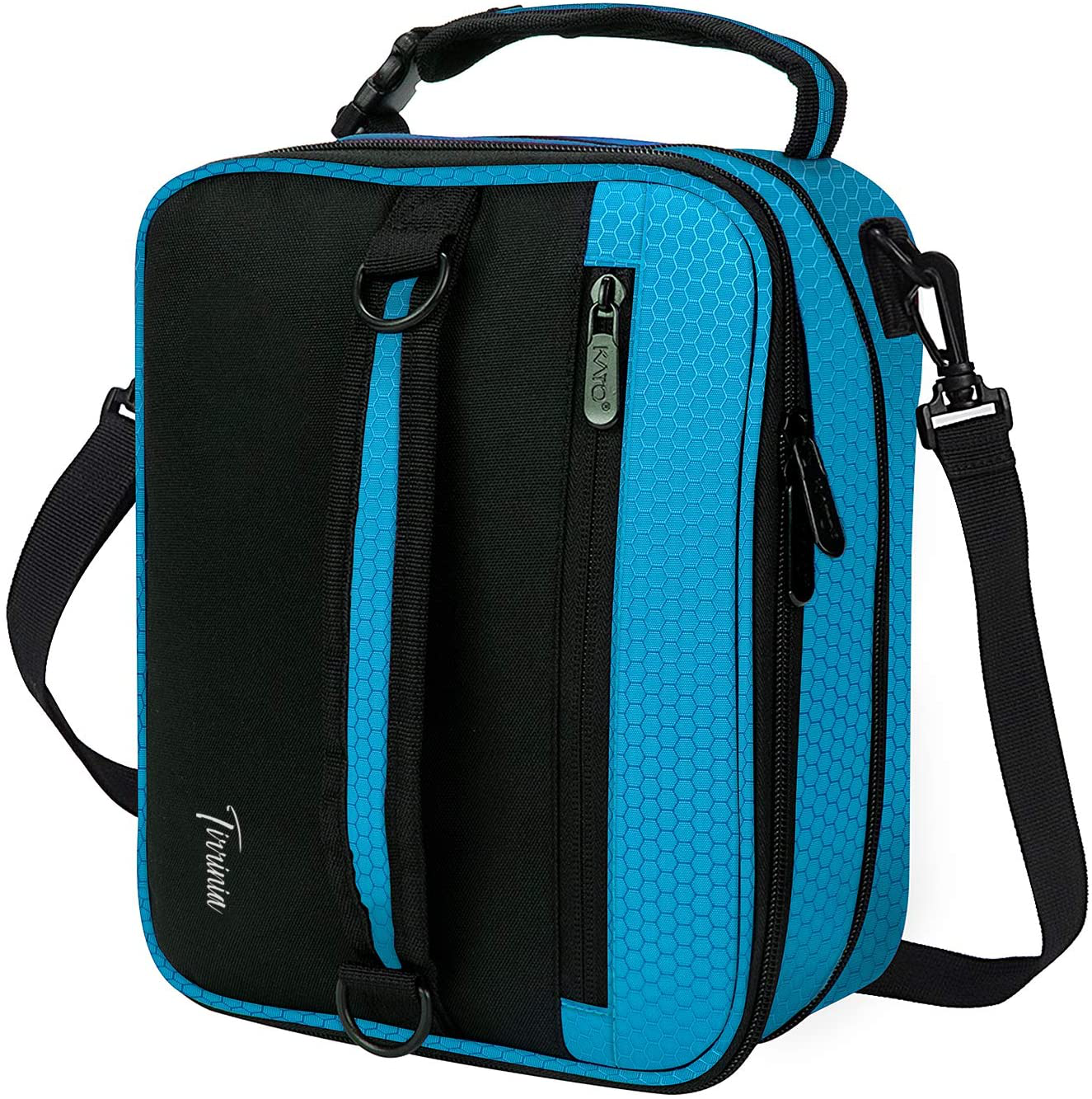 Expandable Insulated Lunch Bag, Leakproof Flat Lunch Cooler Tote with Shoulder Strap for Men and Women, Suitable for Work & Office Tirrinia, Blue