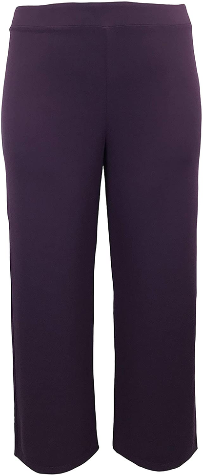 LEEBE Women and Plus Size Pull On ITY Knit Straight Wide Leg Pant (Small-5X)