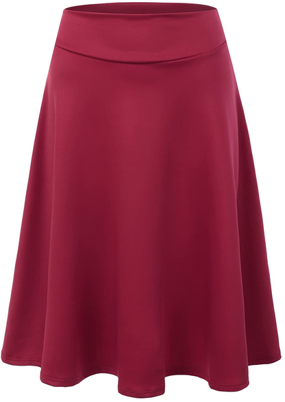 Doublju Womens High Waist Midi A-Line Skirt