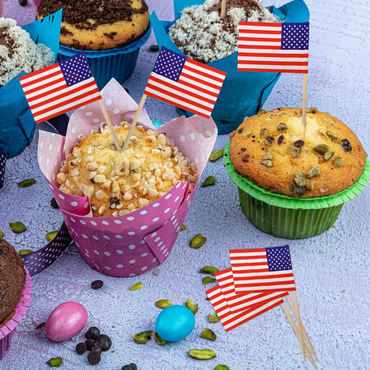 Pack of 100 Flag Toothpick Flags, Small Toothpick Cupcake Toppers, Country Picks, Party Decoration