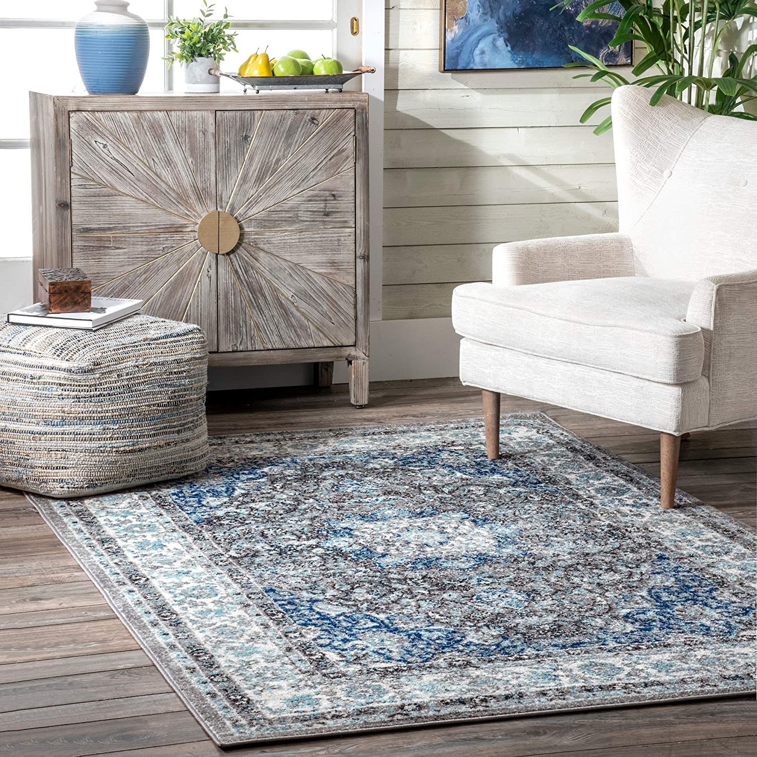 nuLOOM Paisley Verona Vintage Persian Area Rug, 4' x 6', Dark Grey