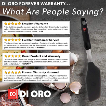 New DI ORO Designer Series Elite 3-Piece Turner Spatula Set - 600F Heat-Resistant Rubber Silicone Spatulas - Includes Slotted Fish, Omelet, and Wide Slotted Turners - LFGB Certified and BPA Free