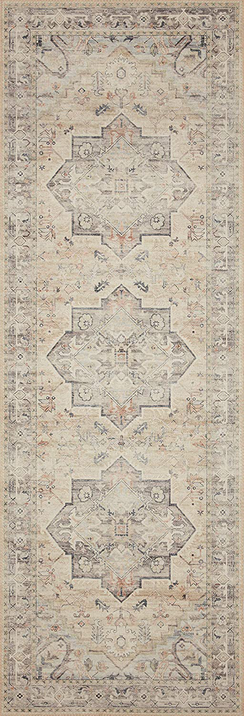 Loloi II Hathaway Collection HTH-04 Beige / Multi, Traditional Runner Rug, 2'-6" x 7'-6"
