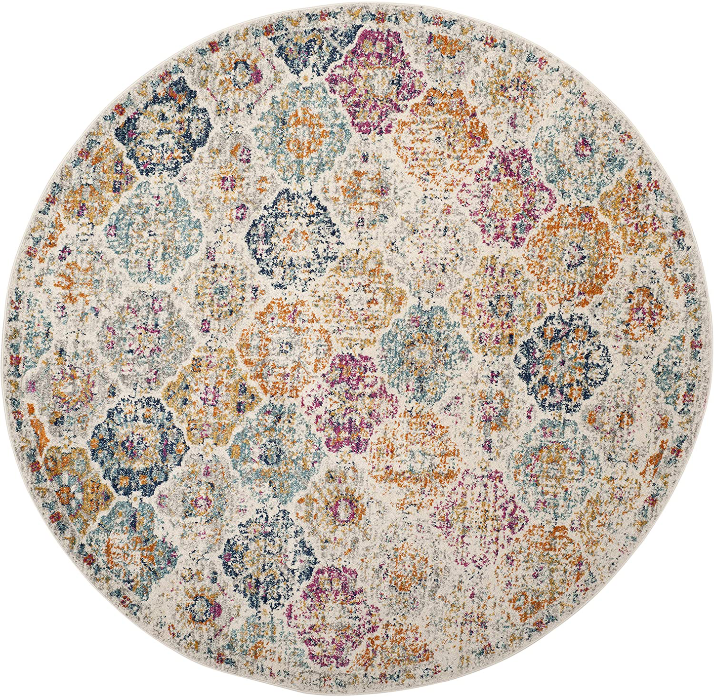 Safavieh Madison Collection MAD611N Boho Chic Floral Medallion Trellis Distressed Non-Shedding Stain Resistant Living Room Bedroom Runner, 2'3" x 12' , Navy / Teal