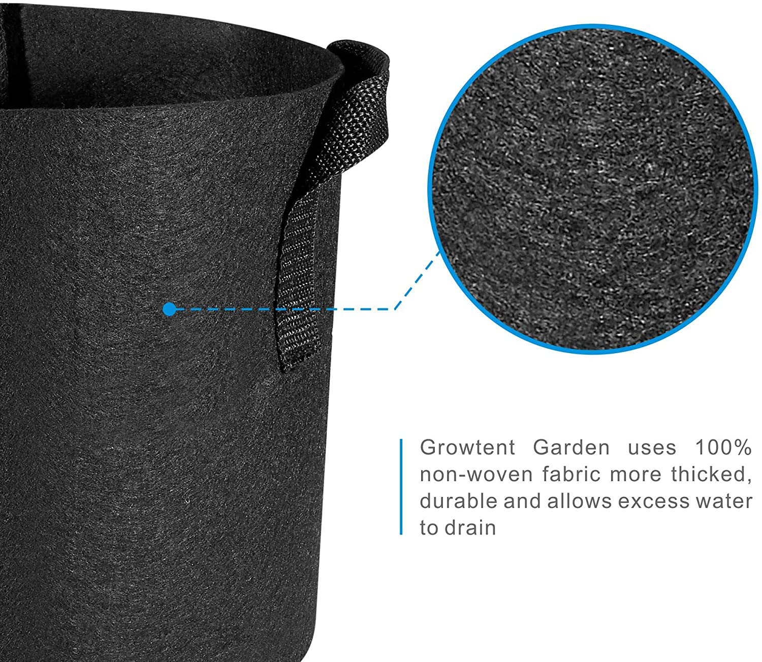 5 Pack Grow Bags Heavy Duty Thickened Non-Woven Aeration Fabric Pots with Strap Handles