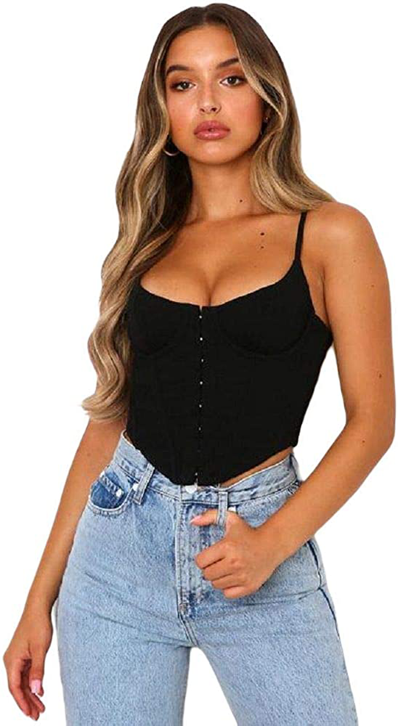 Women Bustiers Crops Single-Row Clasp Tank Tops Sleeveless Camisole Cow Printing Short Tunics Night Out Clubwear