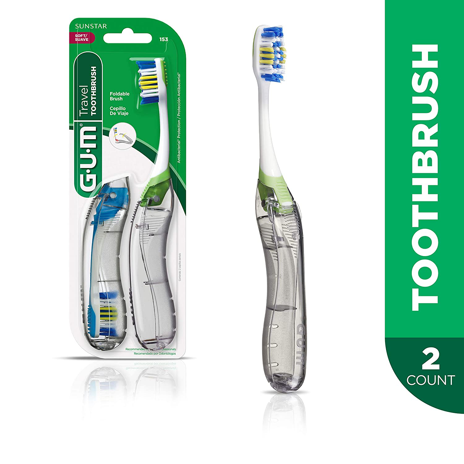 Gum Toothbrush Travel Folding Soft 2ea, 2count