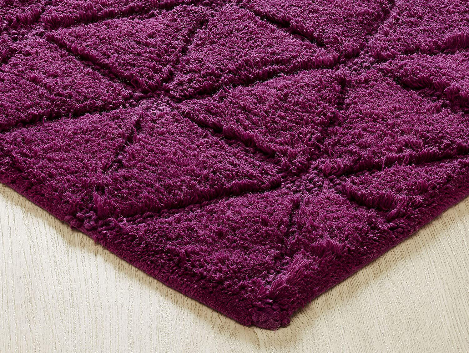 Luxury Diamond Chenille Bath Rug, Non-Slip, Absorbent Plush Bath Mat for Tub, Shower and Bathroom