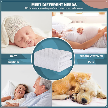 UNILIBRA 100% Waterproof Quilted Mattress Pad Queen Size, 6''-25'' Deep Pocket Fitted Mattress Protector Cover, Breathable, Hollow Cotton Alternative Filling Mattress Topper