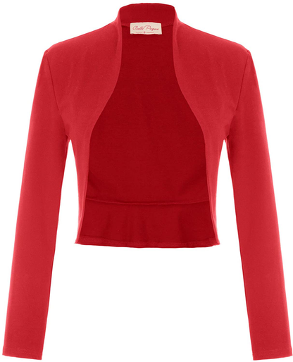 Belle Poque Women's Vintage Cropped Shrug Open Front Long Sleeve Ruffled Bolero Cardigan…