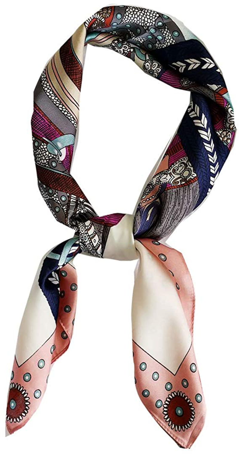 FONYVE Silk Feeling Scarf Medium Square Satin Head Scarf for Women 27.5 × 27.5 inches