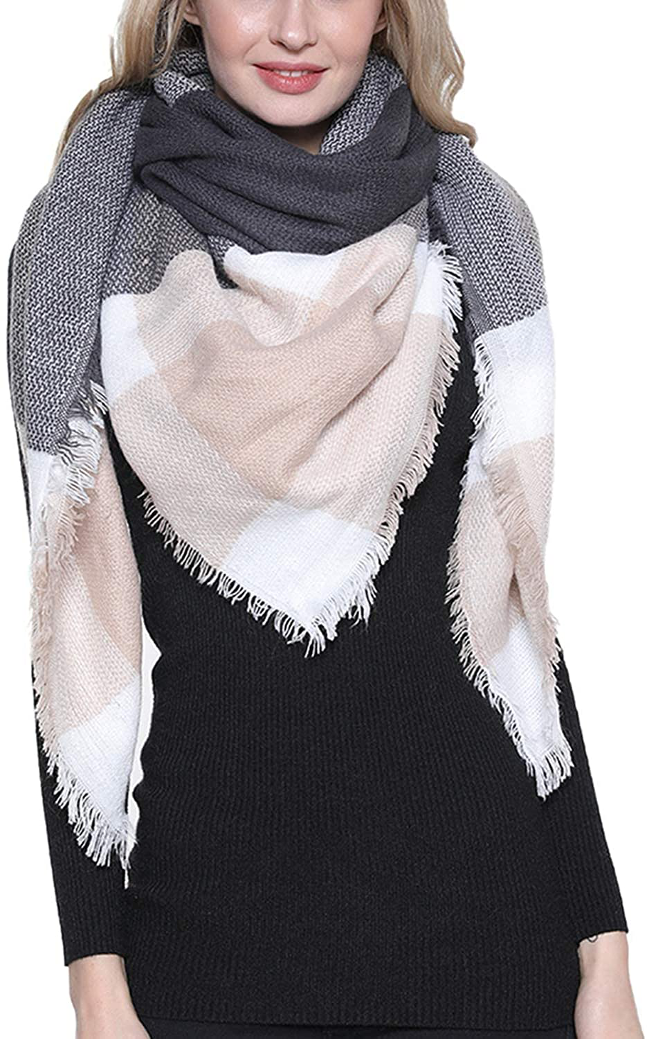Trendy Plaid Blanket Scarf Women Big Oversized Long Scarves Warm Winter Tartan Checked Shawl Wrap Scarf Gift