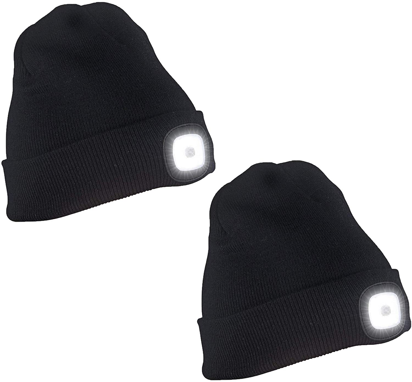 Knitted Unisex Beanie Hat with Light, USB Rechargeable LED Headlamp Flashlight Hat