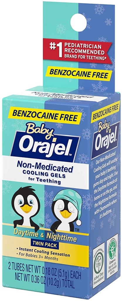 Orajel Baby Daytime and Nighttime Non-Medicated Cooling Gels for Teething, 2 tubes, 0.18 oz each