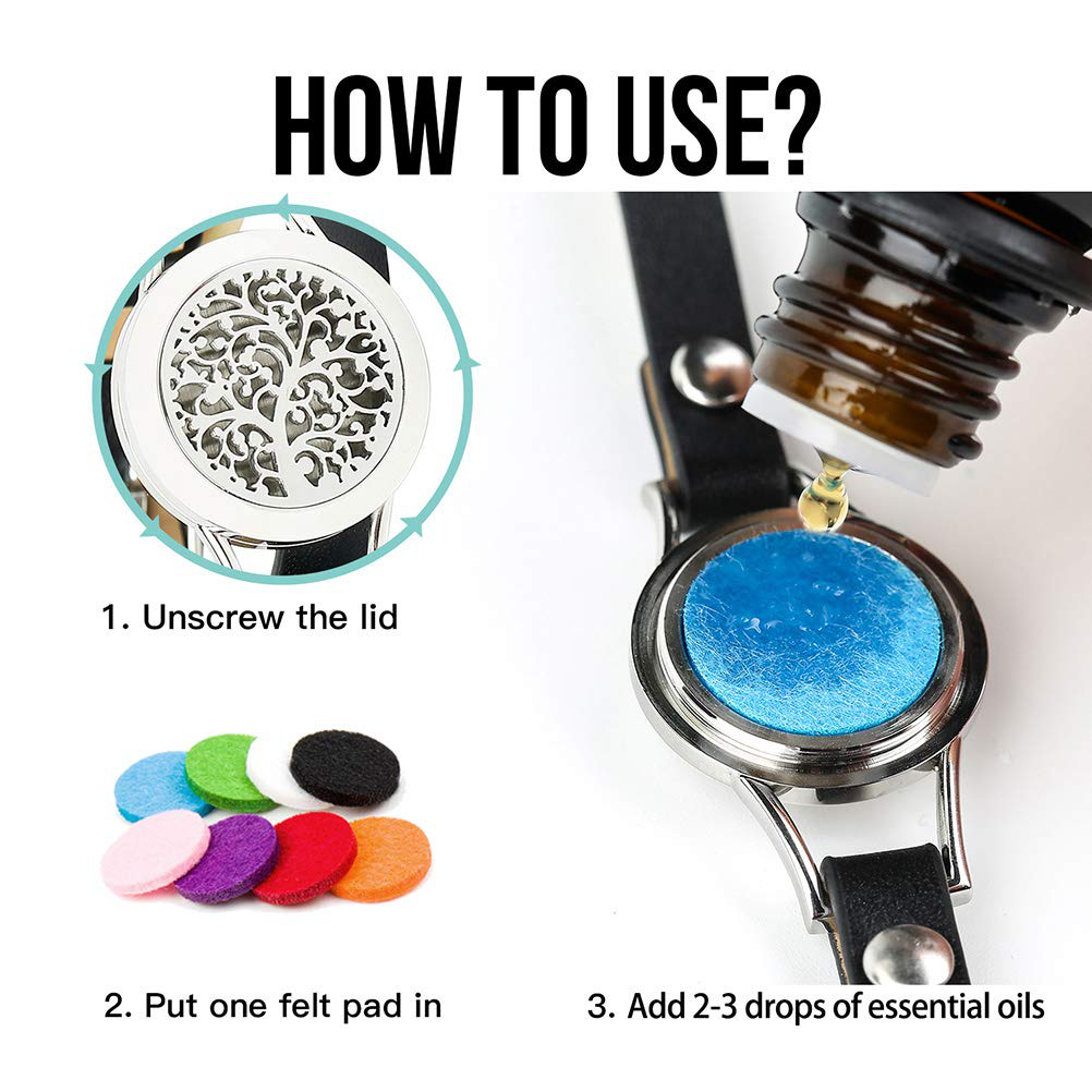 Aromatherapy Essential Oil Leather Diffuser Bracelet w/Tea Tree, Lemongrass, Orange and Peppermint -10ML/pcs, Unique Gift Ideas for Women, Girls, Friend, Mom at Anniversaries, Birthday and Christmas